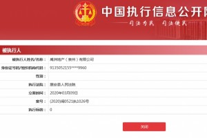 禹洲地产泉州公司被列入被执行人信息